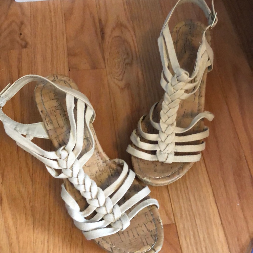 Wedge cream heels